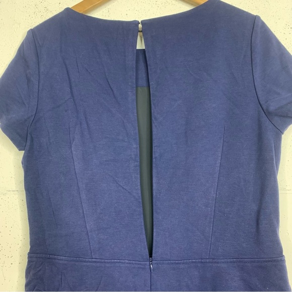 Lafayette Navy Blue Cap Sleeve Peplum Ruffle Dress Size 16 - Picture 10 of 13